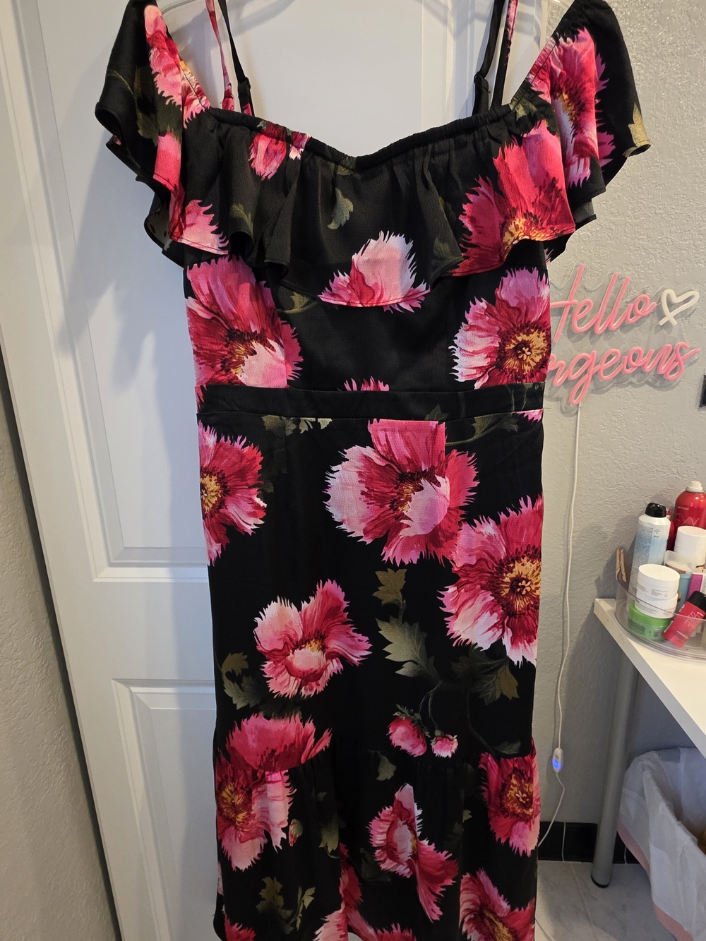 sofia by sofia vergara Black Dress with Pink Floral Print